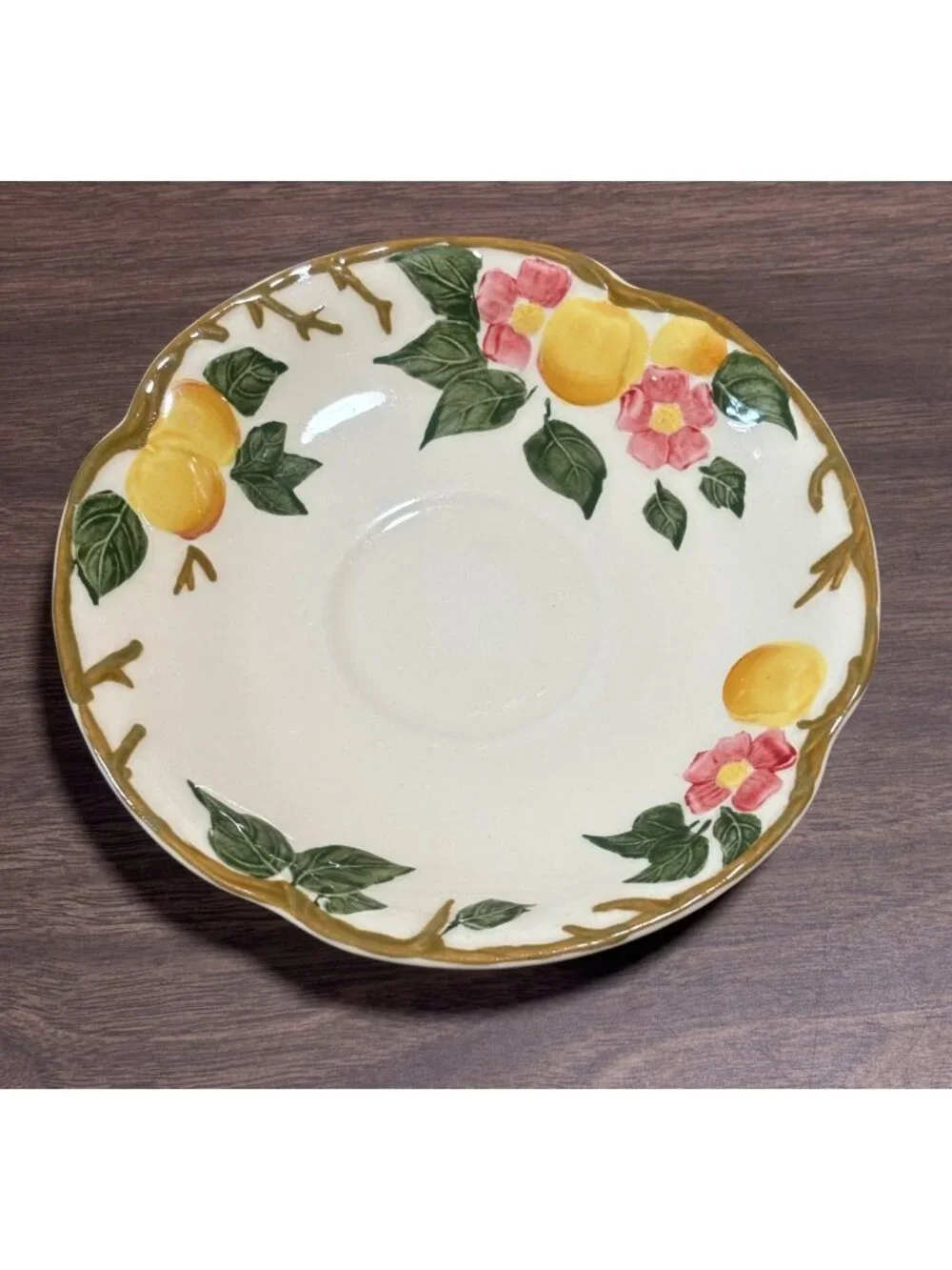 Johnson Bros Peach Bloom Flat Cup Saucer Set Made in England Vintage 1950s